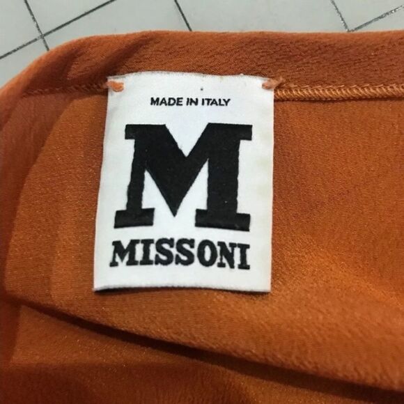 M Missoni Orange Silk Tunic Top Tuck Pleated Front Y - Picture 9 of 9